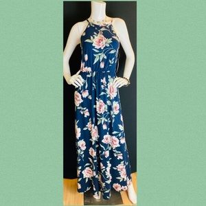 French Grey Zoe Crochet Maxi Knit Dress Size S